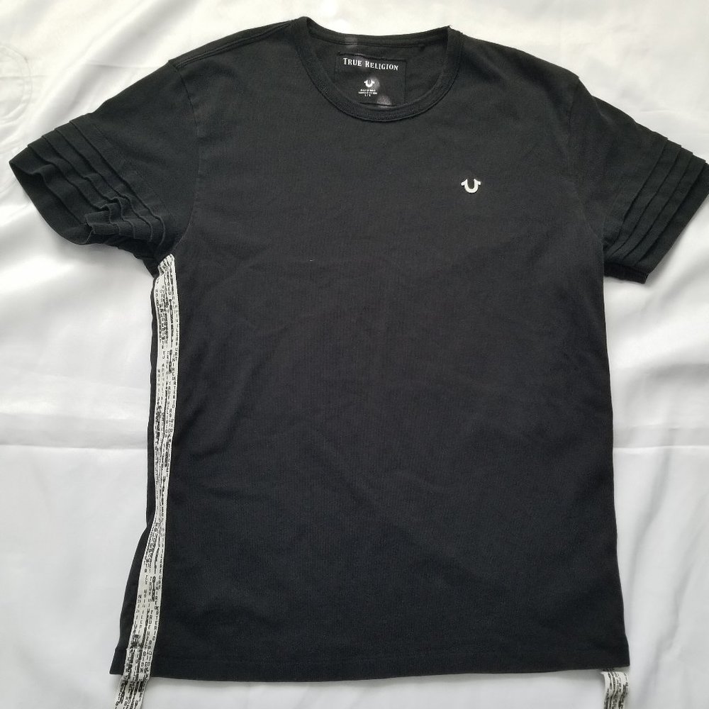 True Religion Shirt Men's Large Black Buddha Logo Short Sleeve